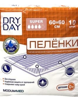 ზეწარი ერთჯერადი ჰიგიენური შემწოვი Dry Day, საბავშვო 0+, 60×60