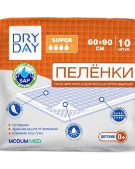 ზეწარი ერთჯერადი ჰიგიენური შემწოვი Dry Day, საბავშვო 0+, Super,  60×90