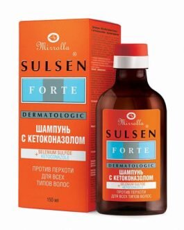 სულსენ ფორტე ქერტლის საწინააღმდეგო შამპუნი კეტოკონაზოლით Mirrolla 150 მლ