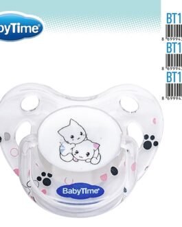 BT136 სილიკონის ორთოდონტული გამჭვირვალე მატყუარა ილუსტრაციით, თავსახურით №3 (18 + თვე)