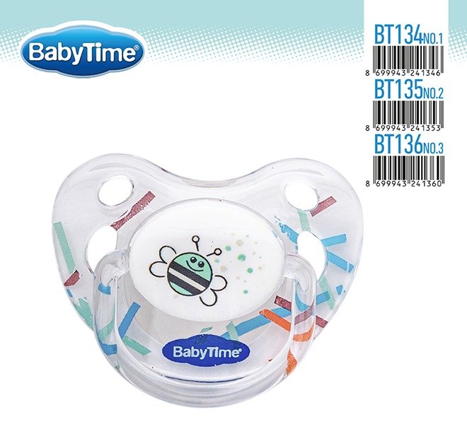 BT136 სილიკონის ორთოდონტული გამჭვირვალე მატყუარა ილუსტრაციით, თავსახურით №3 (18 + თვე) - Image 4