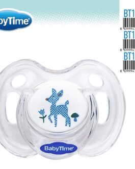 BT146 სილიკონის მრგვალი გამჭვირვალე მატყუარა ილუსტრაციით, თავსახურით №1(0 – 6 თვე)