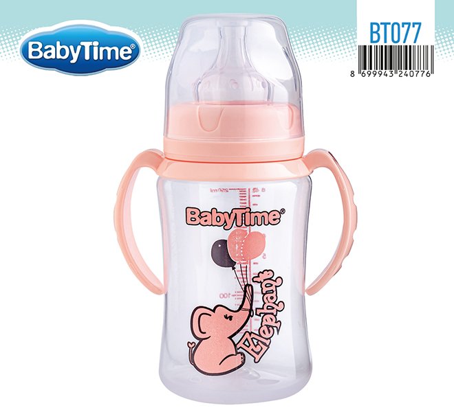 BT077 PP კვების ბოთლი ფართო ყელით, სახელურით 250 მლ - Image 3