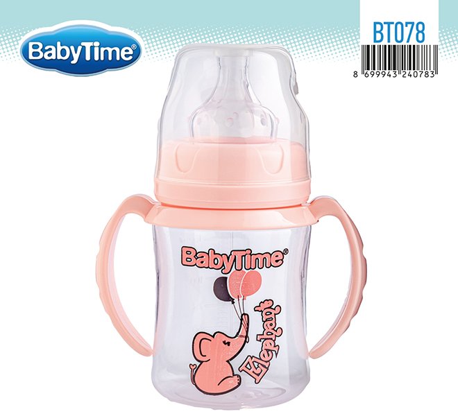 BT078 PP კვების ბოთლი ფართო ყელით, სახელურით 150 მლ - Image 2