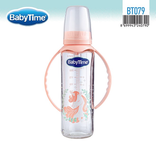 BT079 შუშის კვების ბოთლი, სახელურით 250 მლ - Image 3