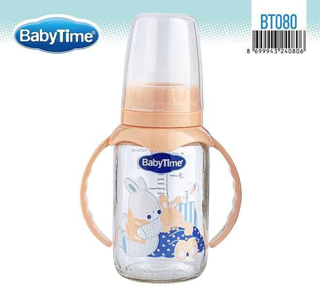 BT080 შუშის კვების ბოთლი, სახელურით 150 მლ - Image 2