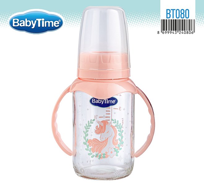 BT080 შუშის კვების ბოთლი, სახელურით 150 მლ - Image 3