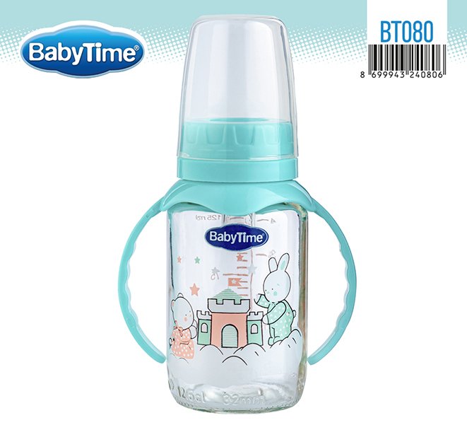 BT080 შუშის კვების ბოთლი, სახელურით 150 მლ - Image 4