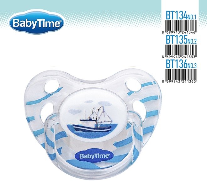 BT136 სილიკონის ორთოდონტული გამჭვირვალე მატყუარა ილუსტრაციით, თავსახურით №3 (18 + თვე) - Image 2