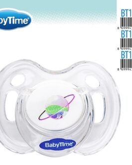 BT148 სილიკონის მრგვალი გამჭვირვალე მატყუარა ილუსტრაციით, თავსახურით №3 (18 + თვე)