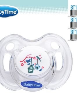 BT146 სილიკონის მრგვალი გამჭვირვალე მატყუარა ილუსტრაციით, თავსახურით №1(0 – 6 თვე)