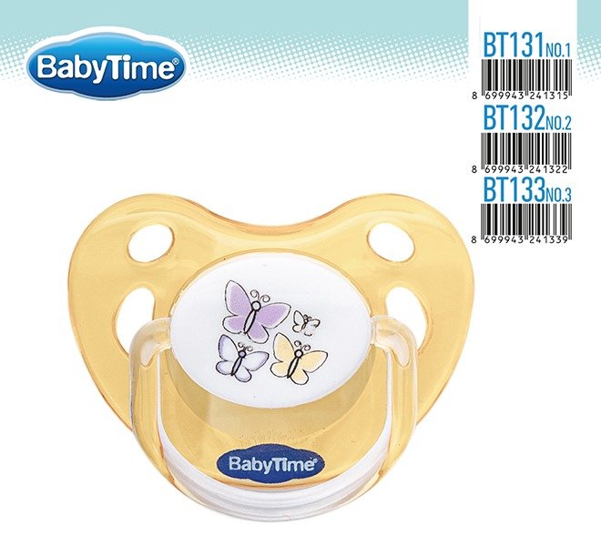 BT131 სილიკონის ორთოდონტული გაუმჭვირვალე Candy თავსახურით №1 (0 – 6 თვე) - Image 2