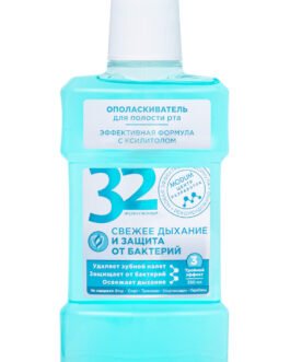 პირის ღრუს სავლები სითხე “32 მარგალიტი” სუფთა სუნთქვისა და ბაქტერიებისგან დასაცავად, 350 მლ