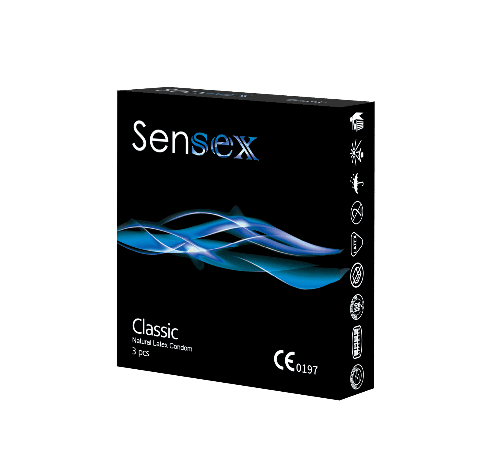 პრეზერვატივი Sensex (სენსექს) კლასიკი L - 180მმ; W - 52მმ; T - 0.065მმ №3