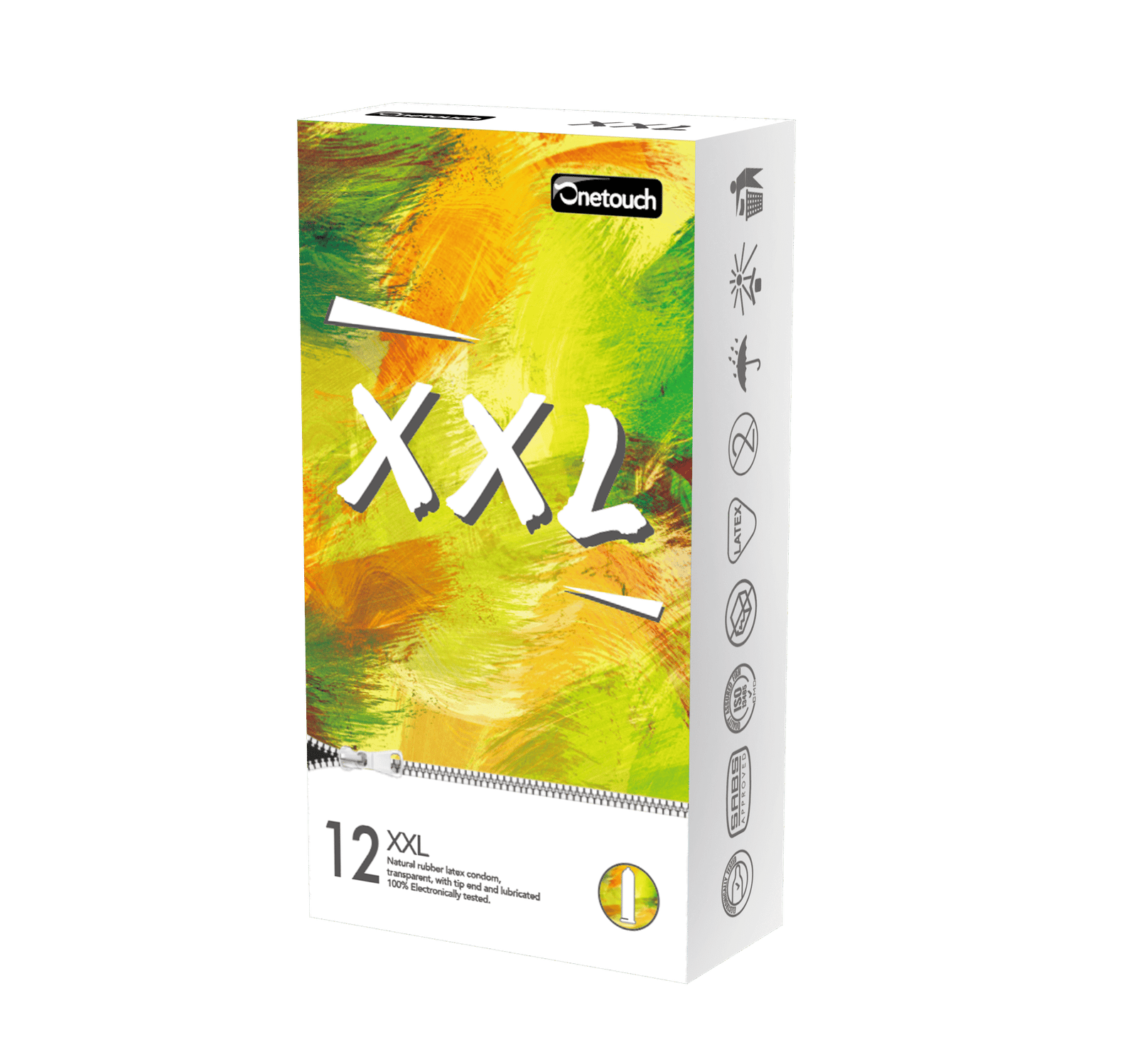 პრეზერვატივი Onetouch (ვანთაჩ) XXL L - 200მმ; W - 56მმ; T - 0.065მმ №12 ცალი