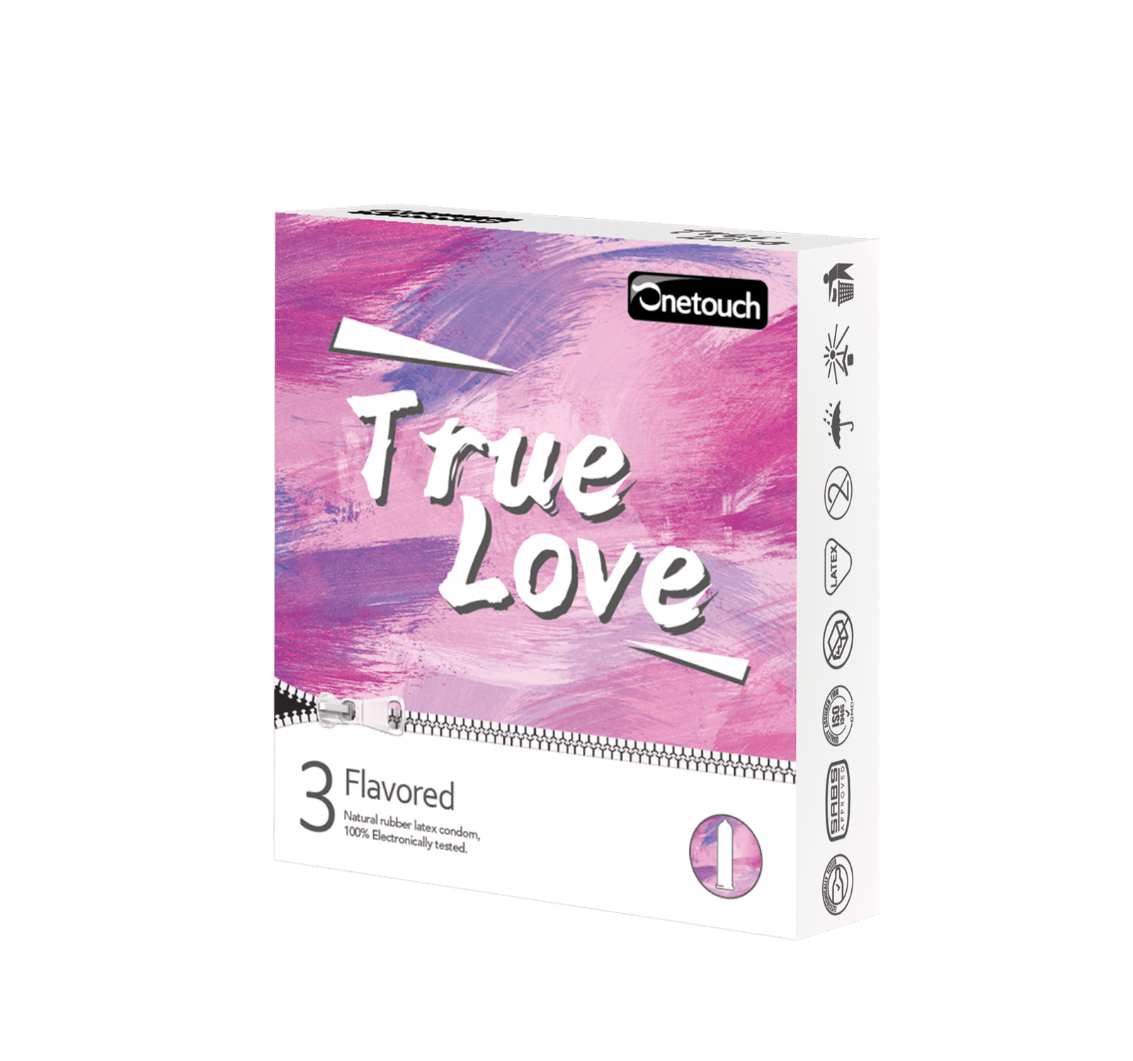 პრეზერვატივი Onetouch (ვანთაჩ) სურნელოვანი, მარწყვი L - 180მმ; W - 52მმ; T - 0.065მმ №3 ცალი