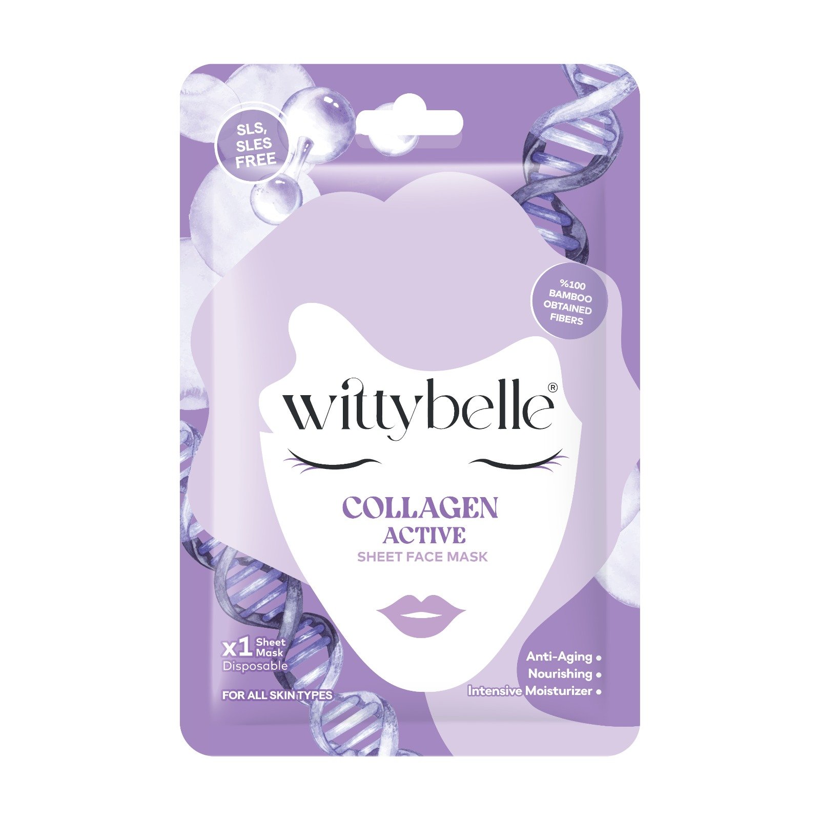 WittyBelle კოლაგენი - სახის აქტიური ფურცლოვანი ნიღაბი
