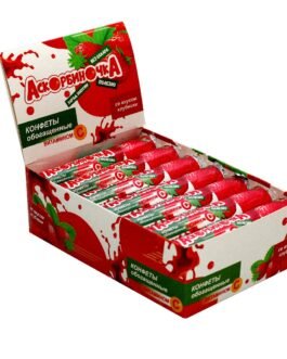 ასკორბინოჩკა უშაქრო, მარწყვის გემოთი – C ვიტამინით გამდიდრებულიკანფეტები ტაბლეტი 2.7გ №10