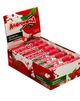 ასკორბინოჩკა უშაქრო, ჟოლოს გემოთი – C ვიტამინით გამდიდდიდრებული კანფეტები. ტაბლეტი  2.7გ №10